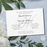 Convite Monogram Black White Silver Wedding Rehearsal<br><div class="desc">A beautiful classic traditional wedding rehearsal dinner invitation. Created with a silver monogram and black text on a white card.  Very elegant. 
All fields are editable for your unique wedding rehearsal.</div>