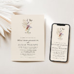 Convite Monogram Boho Floral Wedding Invitation<br><div class="desc">Monogram Boho Floral Wedding Invitation. This stylish & elegant wedding boho invitation features gorgeous hand-painted watercolor wildflowers arranged as a lovely and simple bouquet perfect for spring,  summer,  or fall weddings. Find matching items in the Boho Wildflower Wedding Collection.</div>