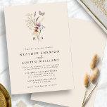 Convite Monogram Boho Floral Wedding Invitation<br><div class="desc">Monogram Boho Floral Wedding Invitation. This stylish & elegant wedding boho invitation features gorgeous hand-painted watercolor wildflowers arranged as a lovely and simple bouquet perfect for spring,  summer,  or fall weddings. Find matching items in the Boho Wildflower Wedding Collection.</div>