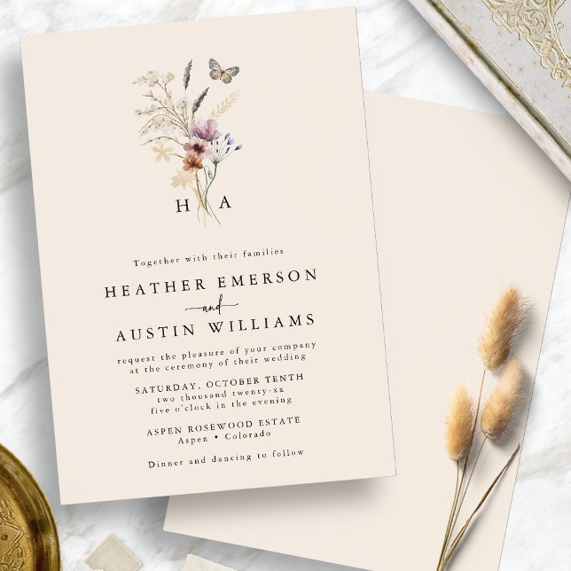 Convite Monogram Boho Floral Wedding Invitation (Monogram Boho Floral Wedding Invitation
)