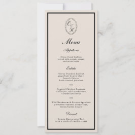 Convite Monogram Classic Wedding Classic Long Menu Card
