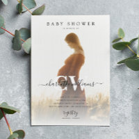 Monogram Modern Script Photo Baby Shower