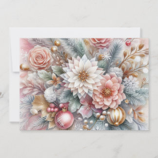 Convite Monogram name Christmas floral pastel watercolor 