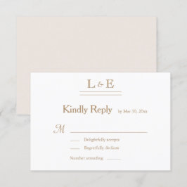 Convite Monograma Ampersand de Ouro Branco Marfim para Cas