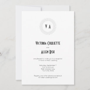 Convite Monograma Atemporal em Círculo Minimalista Recepçã