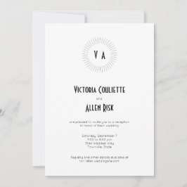 Convite Monograma Atemporal em Círculo Recepção Minimalist