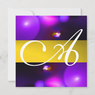 Convite MONOGRAMA BOLA QUÂNTICA roxo amarelo