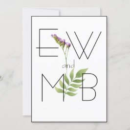 Convite Monograma Botânico Floral Elegante Casamento Simpl
