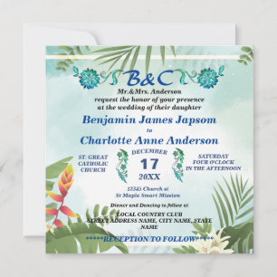 Convite Monograma Botânico Rústico Casamento Personalizado