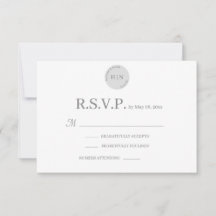Monograma Branco Cinza Moderno Minimalista RSVP de