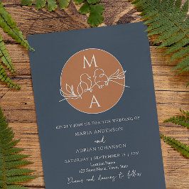 Convite Monograma Casamento Azul Marinho