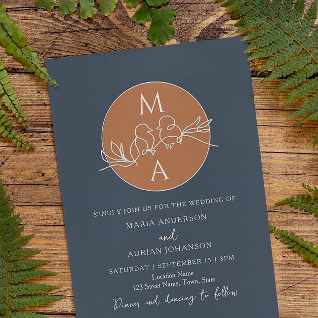 Convite Monograma Casamento Azul Marinho (Criador carregado)