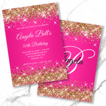 Monograma Chique com Brilho Dourado e Ombre Rosa Q