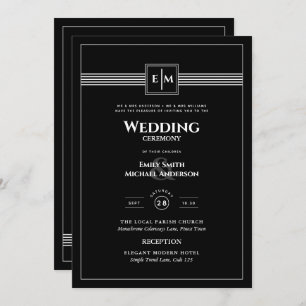 Convite Monograma clássico Casamento formal tudo em um pre