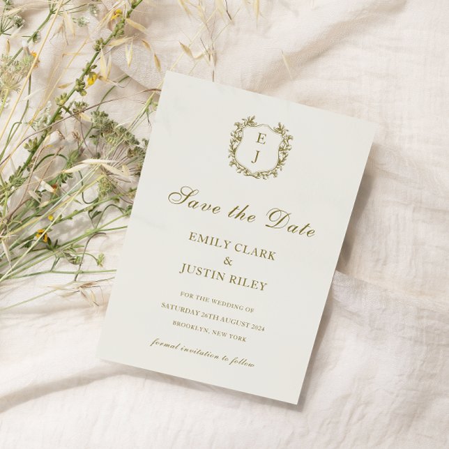 Convite Monograma clássico de Ouro Salvar a Data Casamento (Criador carregado)