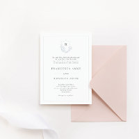 Monograma clássico Jasmine Crest Slate Blue Weding