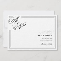 Monograma Clássico Minimalista de Casamento Save t