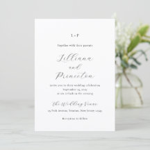 Monograma Clássico Preto e Branco Casamento Elegan