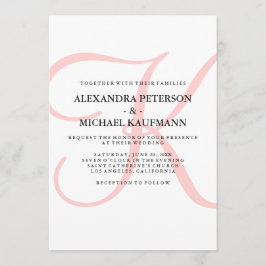 Convite Monograma Clássico Vertical Moderno em Casamento R