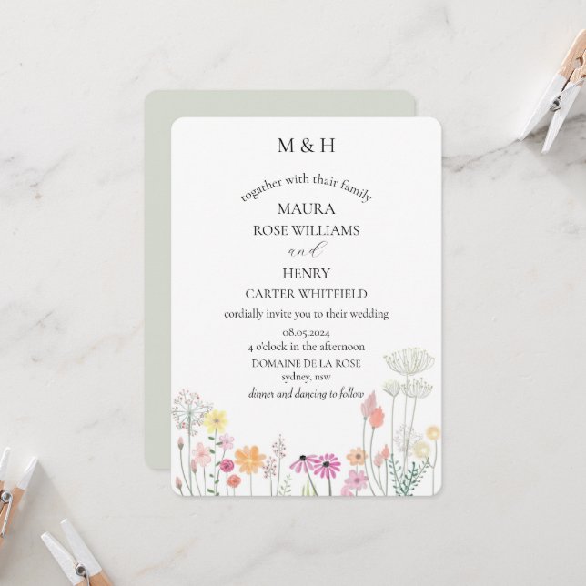 Convite Monograma Colorido de Primavera (Frente/Verso In Situ)