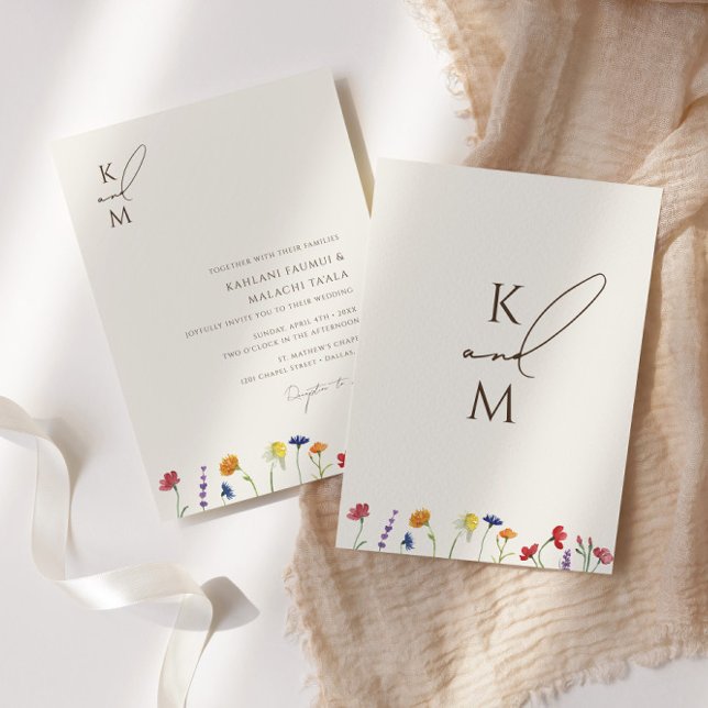 Convite Monograma Colorido Vibrante Casamento de Sangue de (Criador carregado)