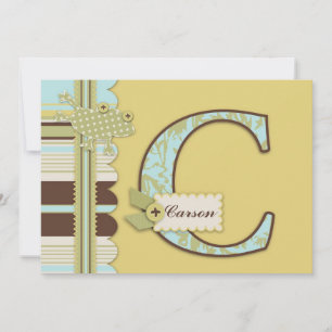 Convite Monograma com Chá de fraldas Sapo e Impressão