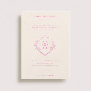 Convite Monograma com Flores em Casamento Rosa