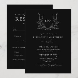 Convite Monograma Crest | Casamento Moderno Minimalista