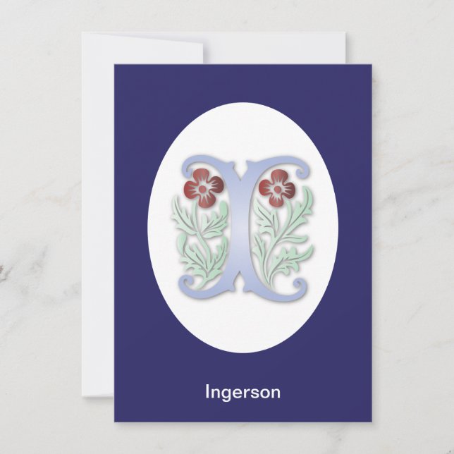 Convite Monograma da Letra I Fleur de lis (Frente)
