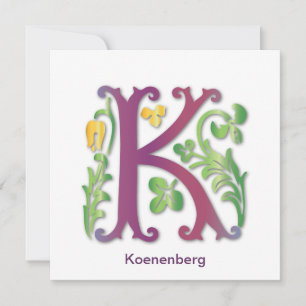 Convite Monograma da Letra K Fleur de lis