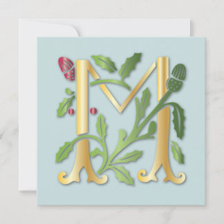 Convite Monograma da Letra M Fleur de lis