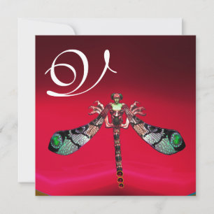 Convite MONOGRAMA DA MULHER DRAGONFLY, ouro borrado vermel