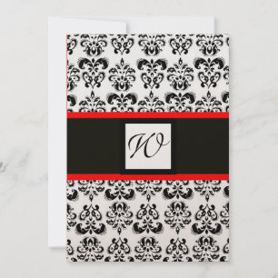 Convite MONOGRAMA DAMASCO,preto, branco,metálico dourado,v
