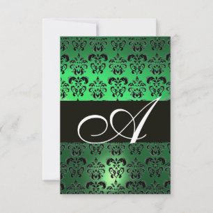 CONVITE MONOGRAMA DAMASCO PRETO VERDE BRANCO