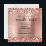 Convite Monograma de aniversário de 40 anos de folha de al<br><div class="desc">Um glamouroso monograma de forma quadrada de canto arredondado para ela. Brilhante rosa dourado cintilante contra uma imagem gráfica de folha metálica fina e brilhante. O monograma e o texto da caligrafia branca e rico podem ser personalizados. Todos os brilhos brilhantes e cor-de-rosa neste moderno design feminino são gráficos digitais....</div>