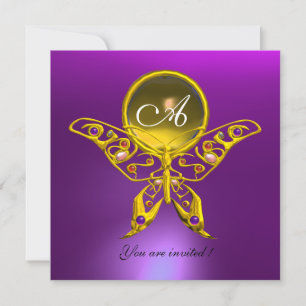 Convite MONOGRAMA DE BORBOLETA HIPER,topázio amarelo,roxo