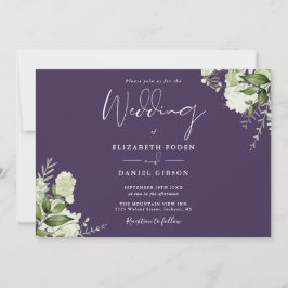 Convite Monograma de Casamento Botânico Roxo
