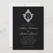 Monograma de Casamento Brasão Antigo Preto Caligra