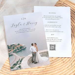 Convite Monograma de Casamento Código QR de Foto Tudo em