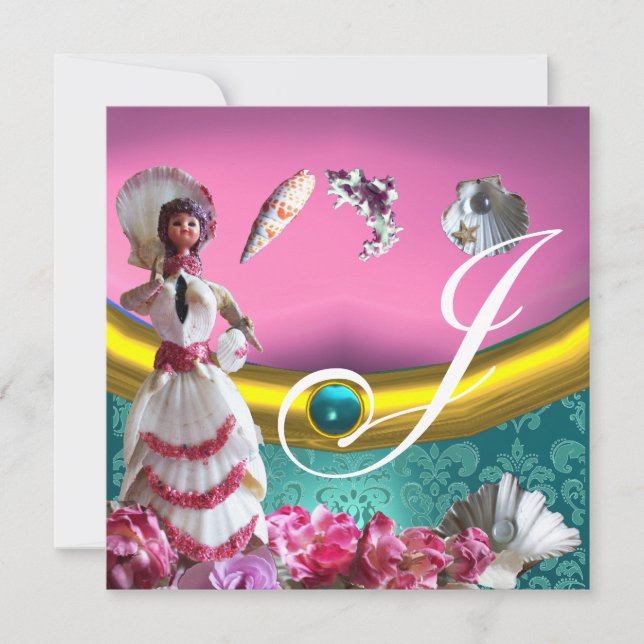 CONVITE MONOGRAMA DE CASAMENTO DA PRAIA DE AQUAMARINA AZUL (Frente)