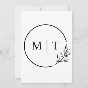 Convite Monograma de casamento elegante folhagens 