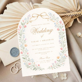 Convite Monograma de Casamento Floral Arqueado, Jardim Rom