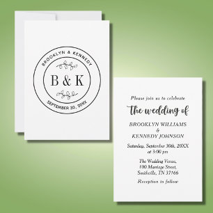 Convite Monograma de Casamento Floral Botânico Divertido N