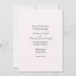 Convite Monograma de Casamento Formal Pais da Noiva Rosa I