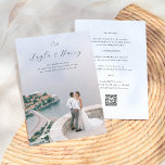 Convite Monograma de Casamento | Foto de código QR tudo em<br><div class="desc">Este simples e elegante design de convite de casamento mostra uma foto de cheio da sua escolha. A sobreposição de texto começa com suas duas iniciais, seguidas pelos seus nomes em letra chic sccript. Abaixo, sua data e o local são impressos em tipografia serif clássica. Cartões invertidos aos detalhes do...</div>