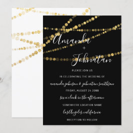 Convite Monograma de Casamento Luz Branca Dourada Nova Ten