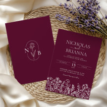 Monograma de casamento minimalista de flores silve