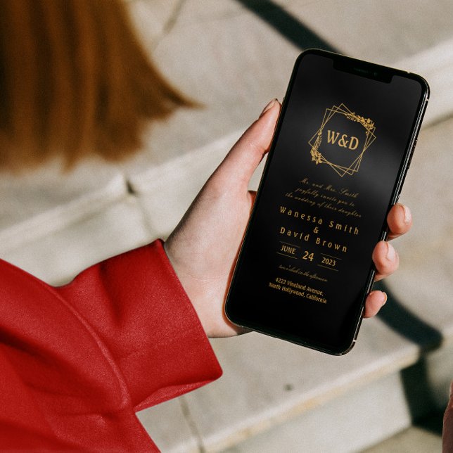 Convite Monograma de Casamento Simples Elegante Simples Do (Criador carregado)