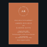 Convite Monograma de Casando Mínimo Laranja Queimado<br><div class="desc">Pode ser totalmente personalizado para atender às suas necessidades. © Gorjo Designs. Feito para você através da plataforma Zazzle. // Procurando itens correspondentes? Outros artigos de papelaria do conjunto disponível na seção "coleções" da minha loja. // Precisa de ajuda para personalizar o seu design? Tem outras ideias? Sinta-se à vontade...</div>