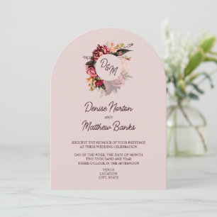 Convite Monograma de Chrysanthemum em Mauve Chalk